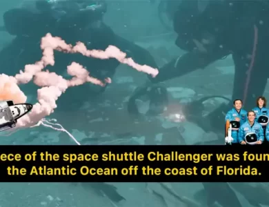 Scuba divers searching the debris of space shuttle Challengers