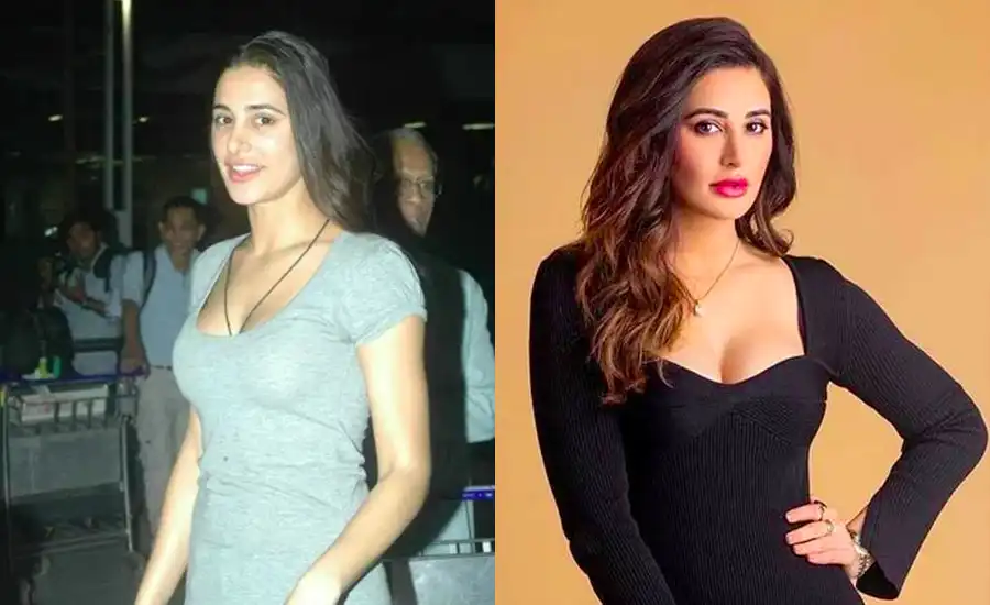 Nargis Fakhri with makeup and without makeup photograph