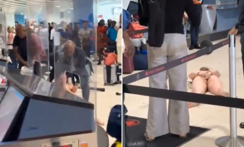 Woman strips naked and creates a scene at the Jamaica Airport | X